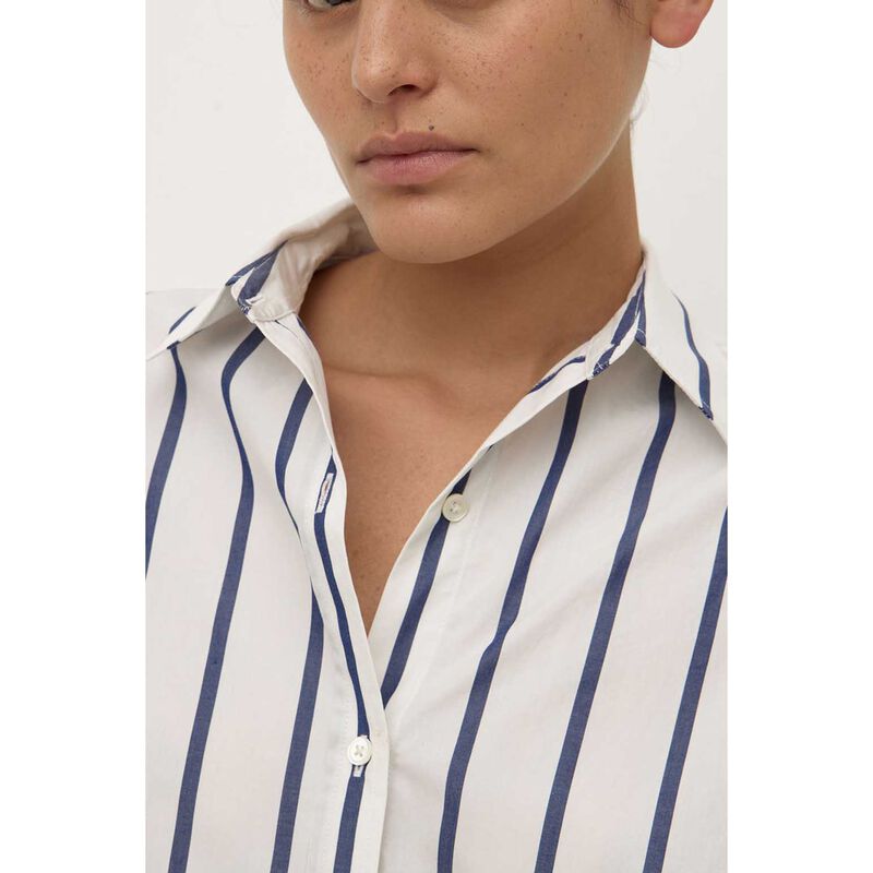 Assembly Label Nara Stripe Long Sleeve Shirt White True Navy image number 2